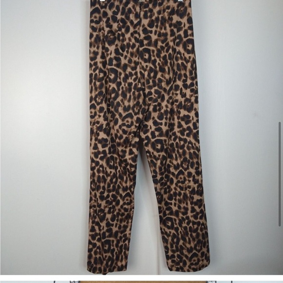 Reformation Sera High-Rise Leopard Print Pants Womens Size 2 Brown Black FLAWS - Picture 4 of 12